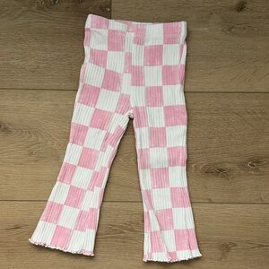Grayson Mini Pink and White Checkered Ribbed Kids Pants